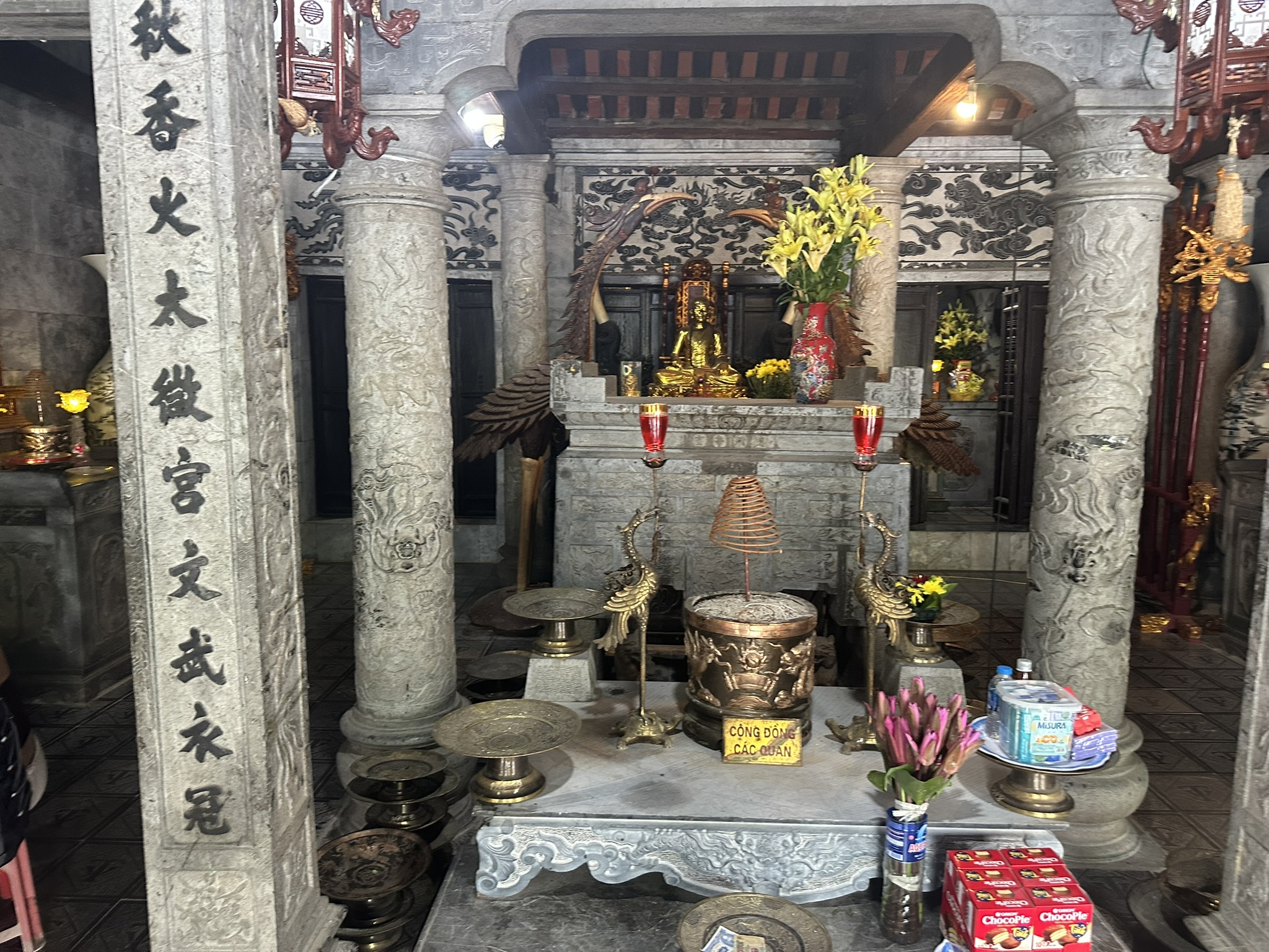 Serene pond with blooming lotuses
